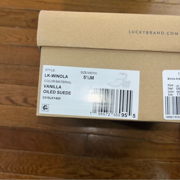 Lucky Brand Winola Ankle Strap Wedge Mules Vanilla Suede Women’s Size 5.5 - Picture 11 of 11